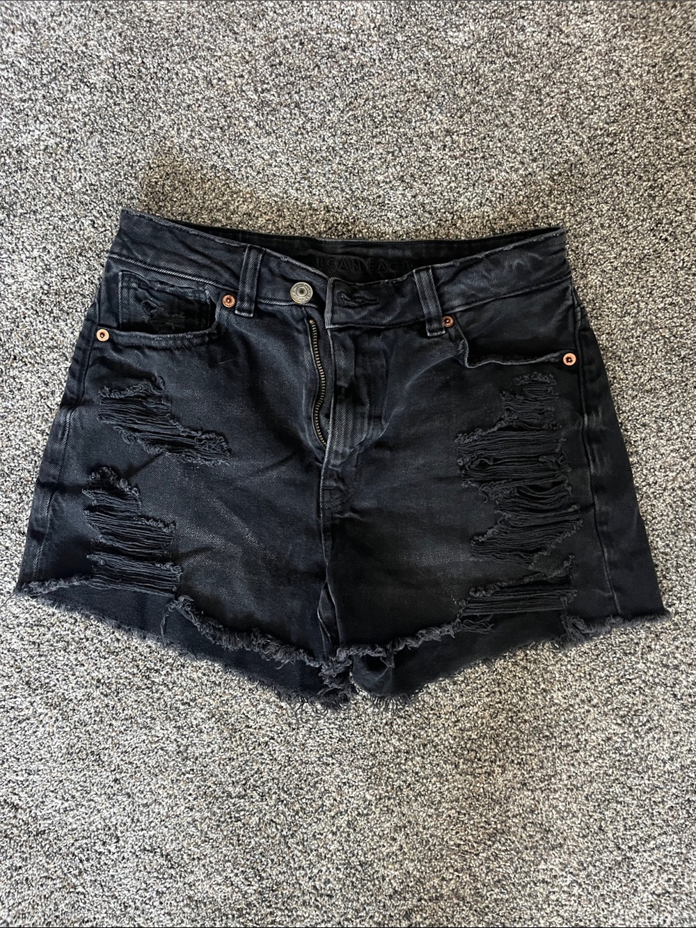 American Eagle Outfitters Black Distressed Denim Cutoff Shorts